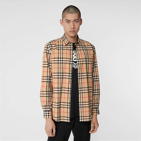 burberry beige check shirt|Burberry Check cotton poplin shirt.